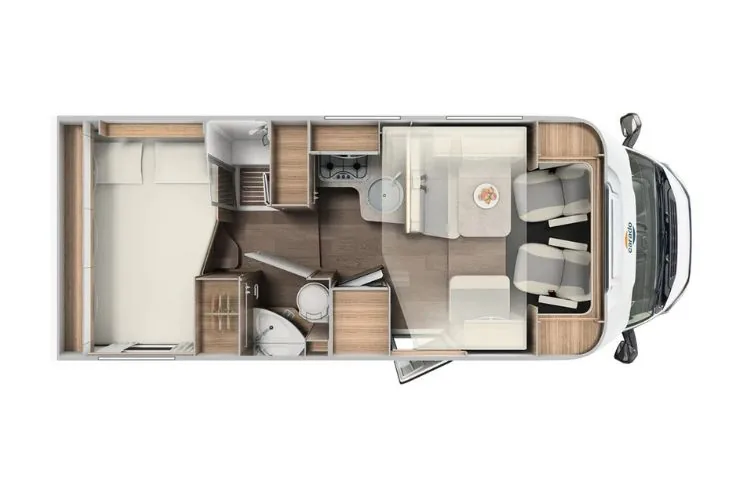 autocaravana de alquiler carado T334 interior autocaravana